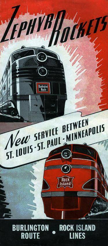 Front of timetable brochure for the jointly operated Zephyr Rockets. 