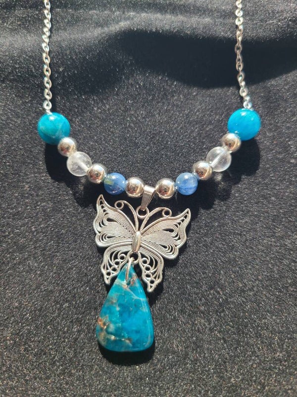 Collier Labradorite et Apatite 40+5cm