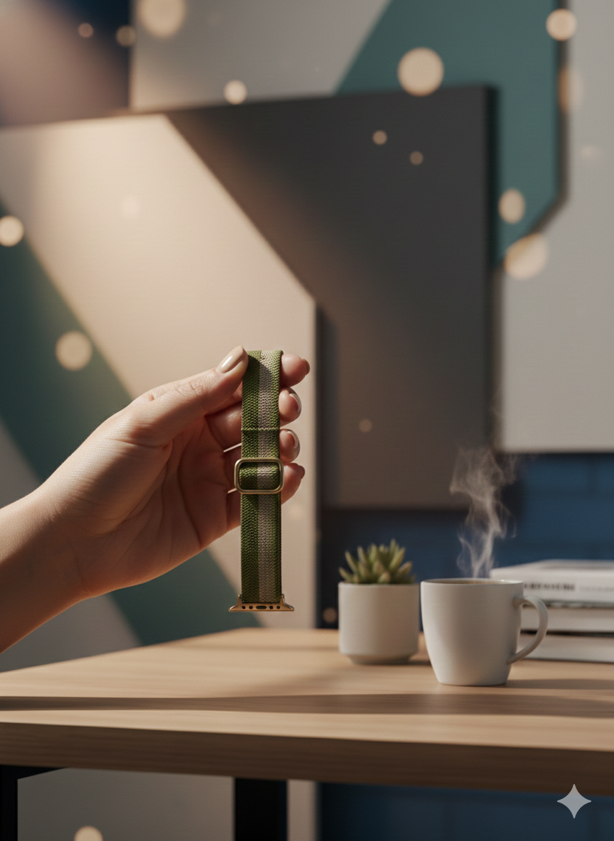 Heyday Apple Watch Band - Sage/Olive Herringbone (42/44/45/49mm)