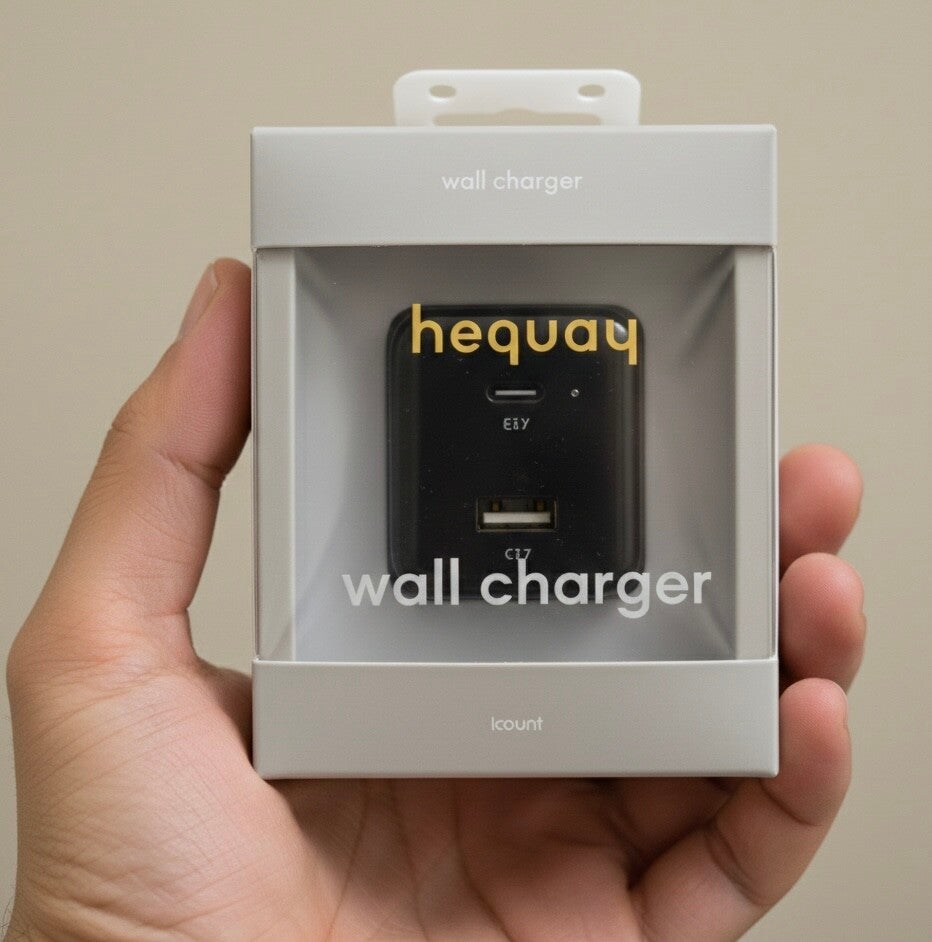 Hequay Dual-Port Fast Wall Charger | 18W USB-C PD & USB-A Rapid Charging Block | Compact & Travel-Ready