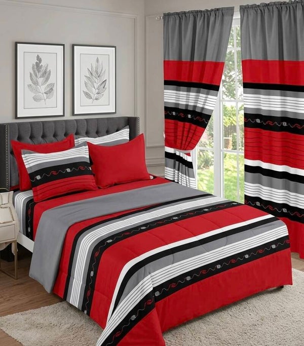 Azure Scroll 10-Pieces Luxury Comforter and Curtain Ensemble