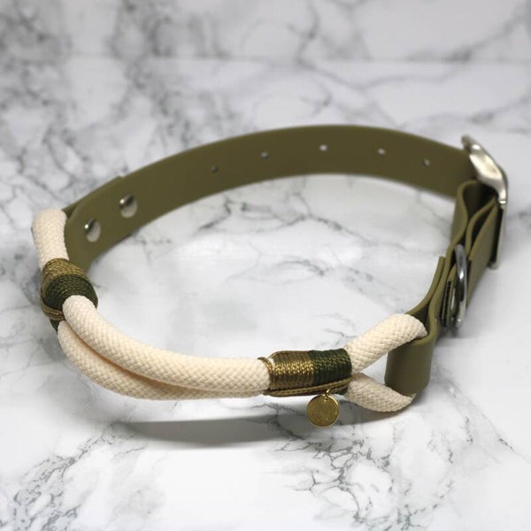 Biothane PPM Collar  - Olive Crème  - 46-57 cm
