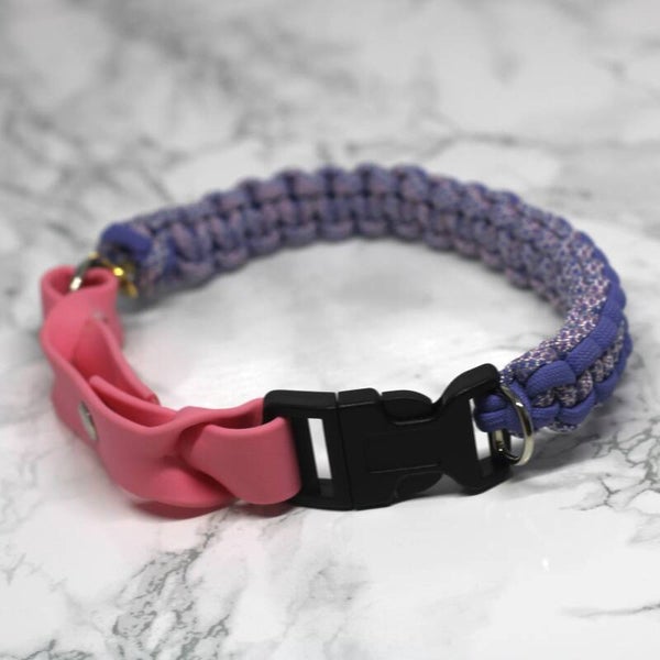 Paracord ID Collar  - Pink Blue  - 38 cm