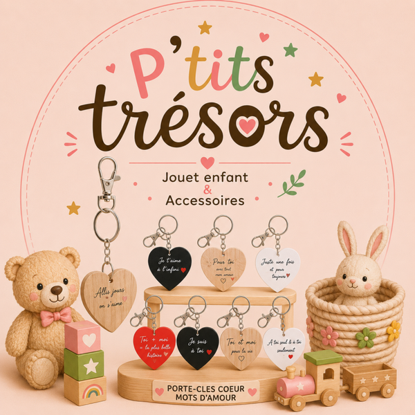 porte cles coeur mots d'amour