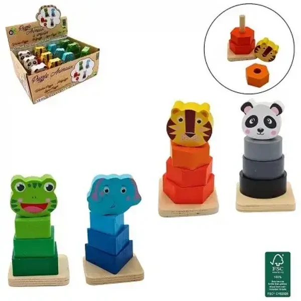 puzzle bois animaux a empiler