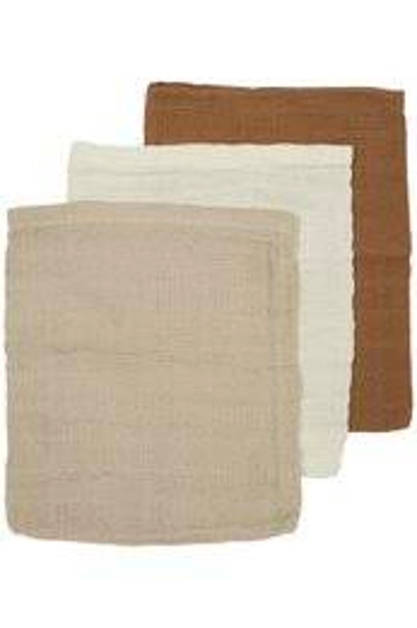 Meyco Baby hydrofiele washandjes - 3 pack - Offwhite/Sand/Toffee