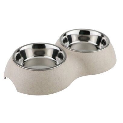 Double gamelle pour chat en matière recyclée - 190ml