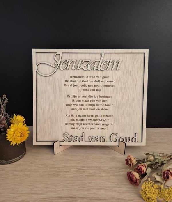Tekstbord "Jeruzalem stad van goud"