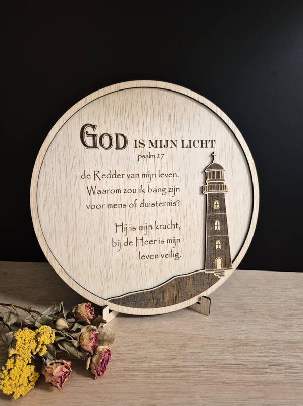 Tekstbord "God is mijn Licht" - Psalm 27