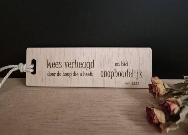 Boekenlegger 'Wees verheugd' Rom. 12:12