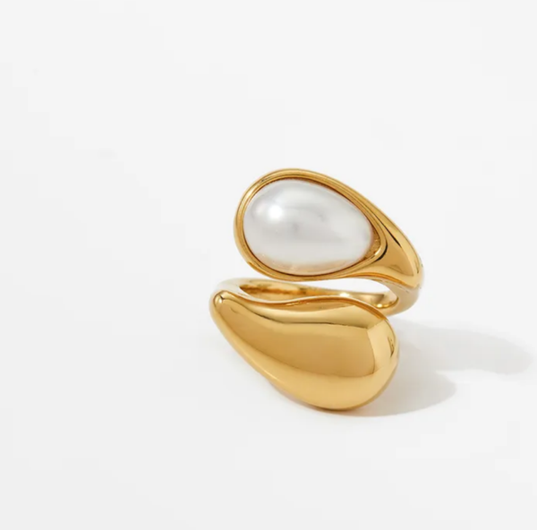 Double Pearl Gold Ring