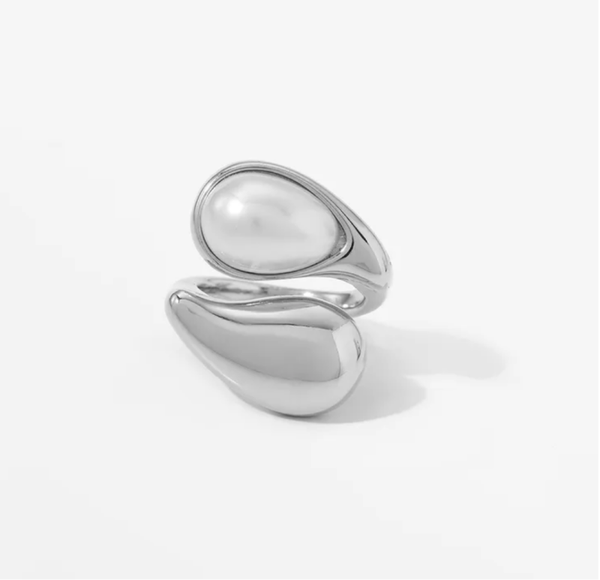 Double Pearl Silver Ring