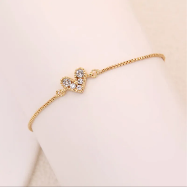 Zircon Heart Gold Bracelet