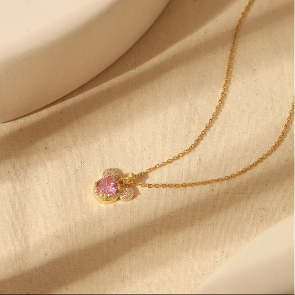 Pink Minnie Gold Necklace