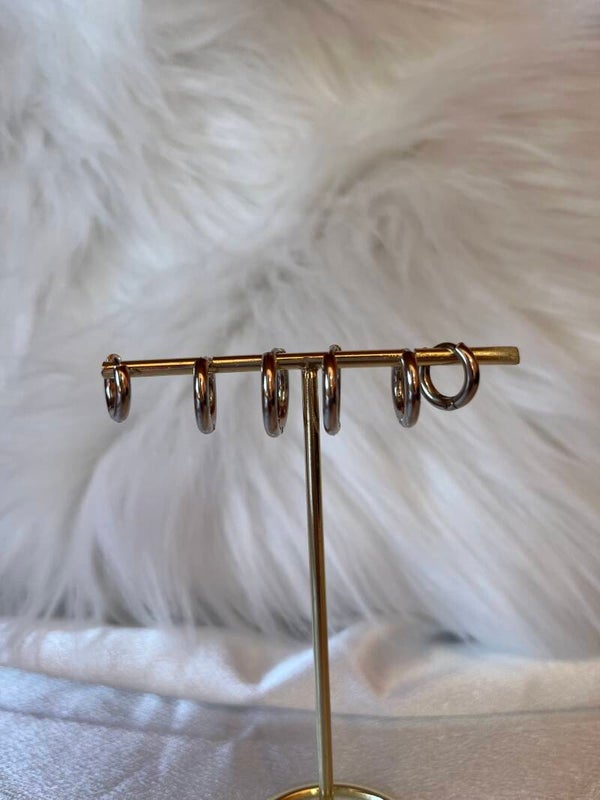 Classic Triple Set of Earrings Silver