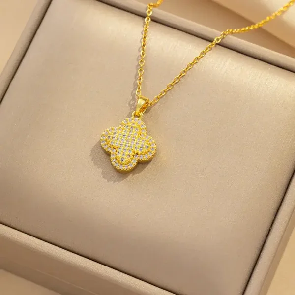 Cross Zircon Gold Necklace