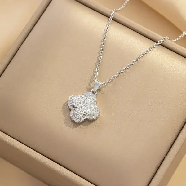 Cross Zircon Silver Necklace