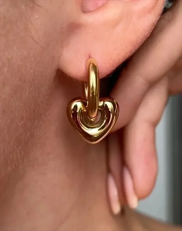 Mini Heart Gold Earrings