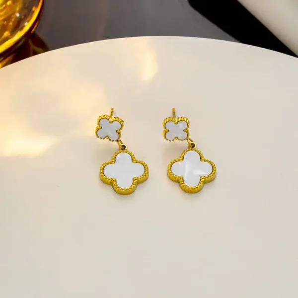 Double White Cross Earrings