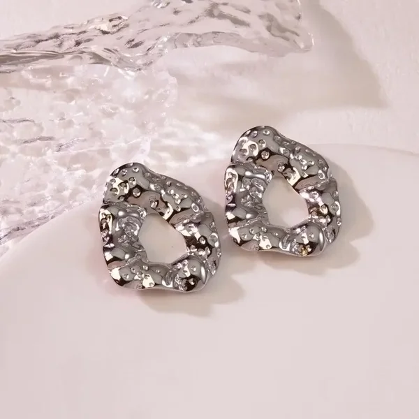 Irregular Cycle Silver Earrings