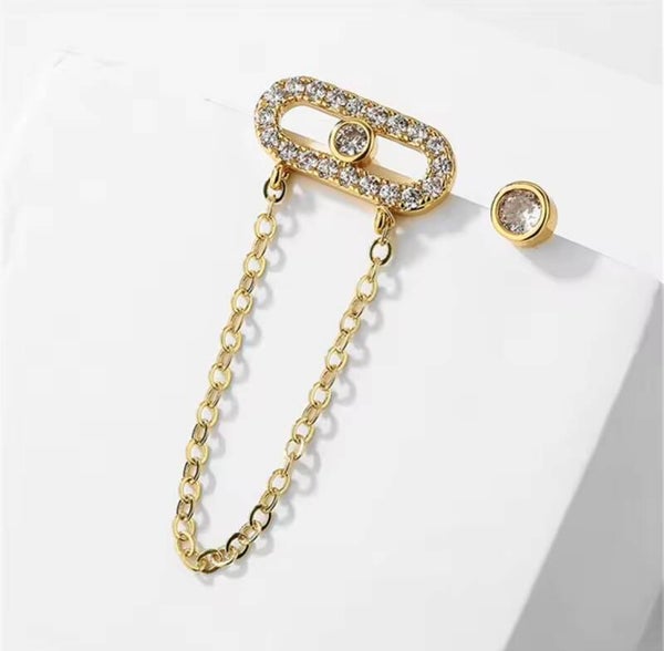 Floating & Zircon Gold Earrings