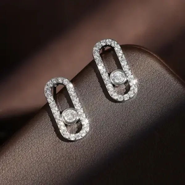 Floating Zircon Silver Earrings