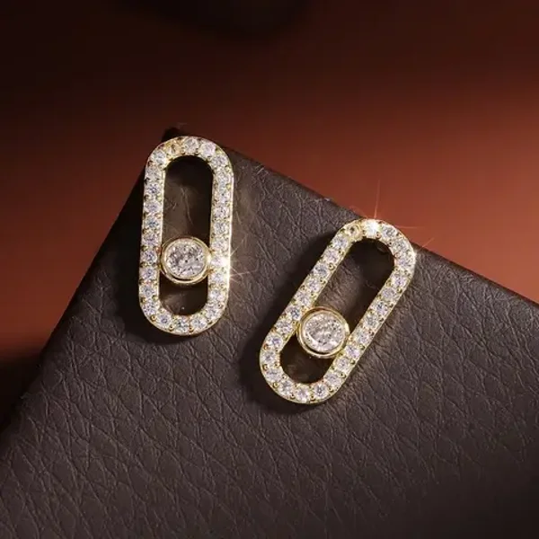 Floating Zircon Gold Earrings