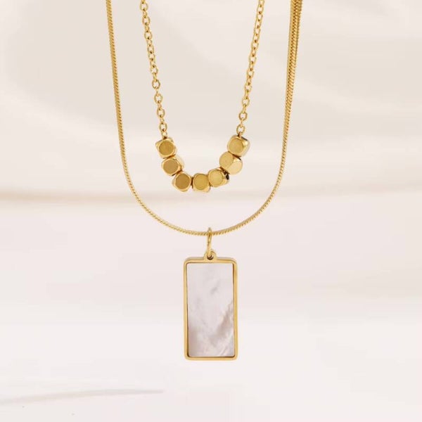 White Mirror Gold Necklace