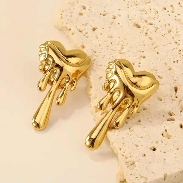 Fire Hearts Gold Earrings