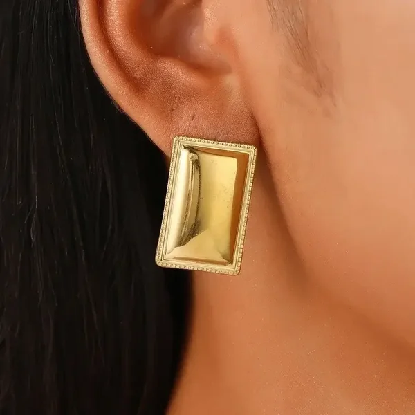 Bold Frame Gold Earrings