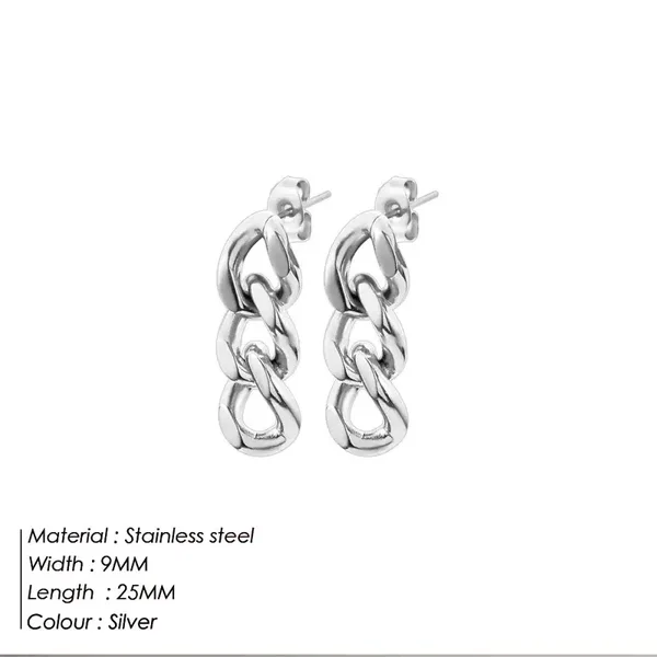 Chain Flow Silver Earrings