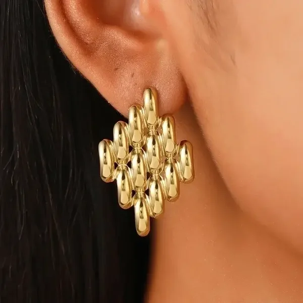 Golden Rhombus Gold Earrings