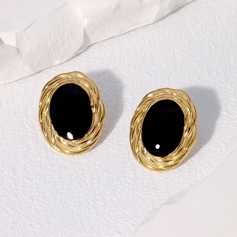 Black Core Gold Earrings