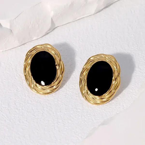 Black Core Gold Earrings