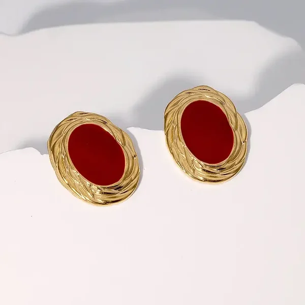 Red Core Gold Earrings