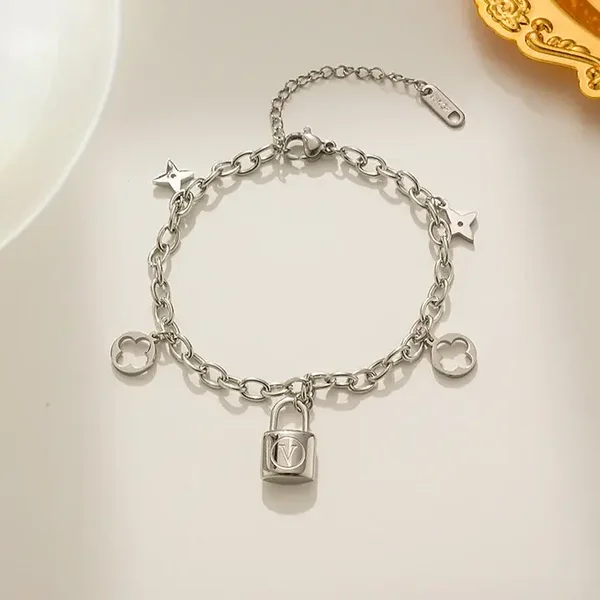 Golden Lock Silver Bracelet