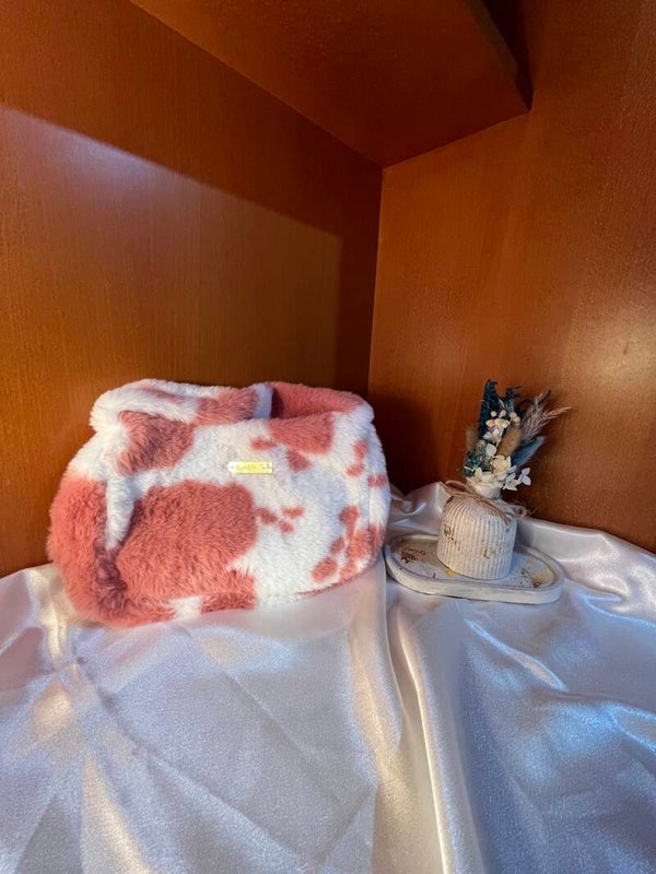 Fluffy Pink Cow Print Bag