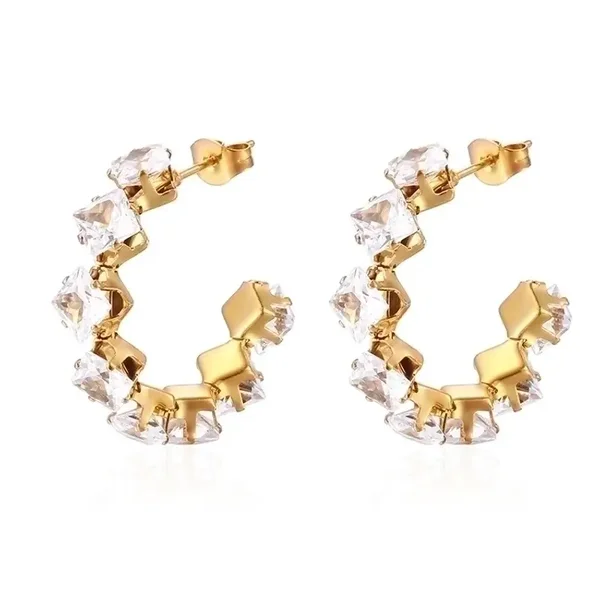 Crystal Cube Gold Earrings