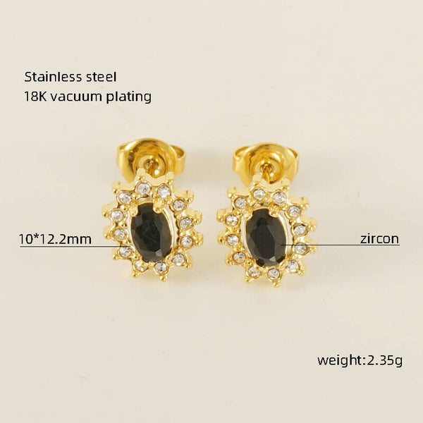 Zircon Black & Gold Earrings