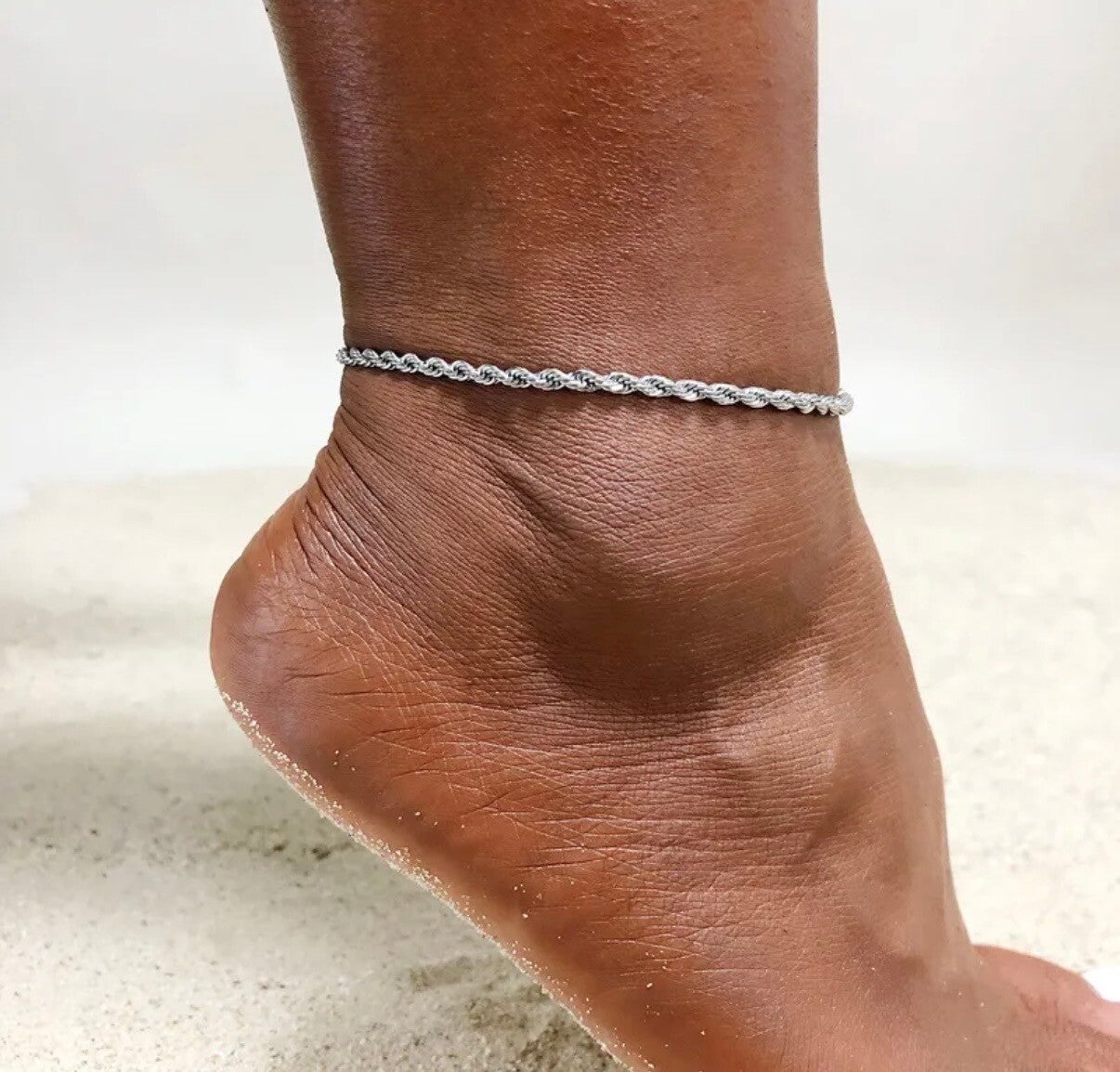 Weave Silver Anklet Chain
