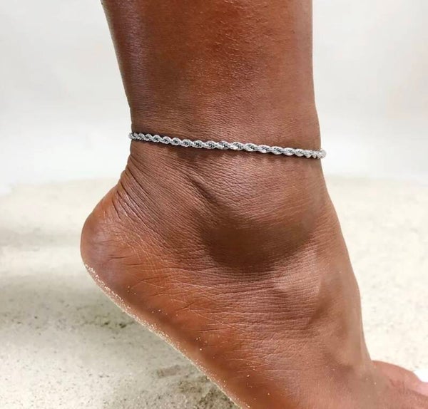 Weave Silver Anklet Chain
