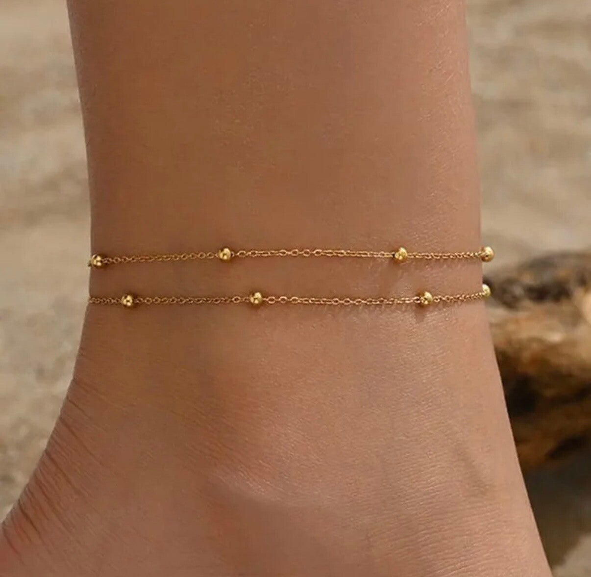 Double Dotty Gold Anklet Chain