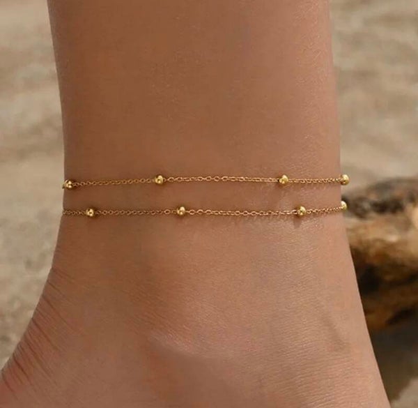 Double Dotty Gold Anklet Chain