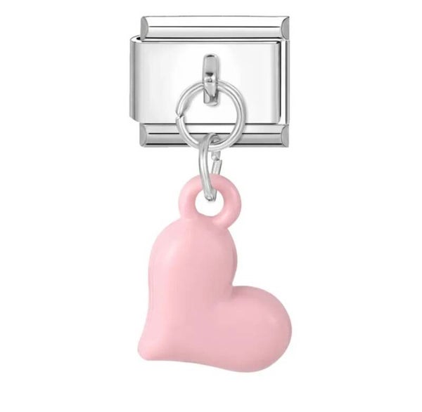 Pink Heart Silver Charm