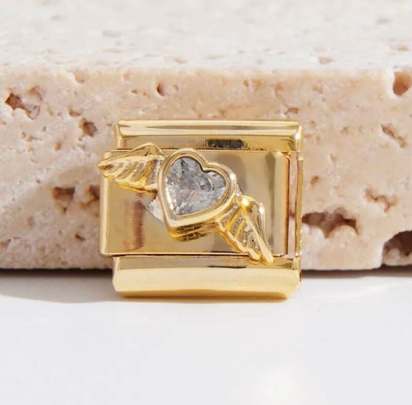 Heart & Wings Gold Charm