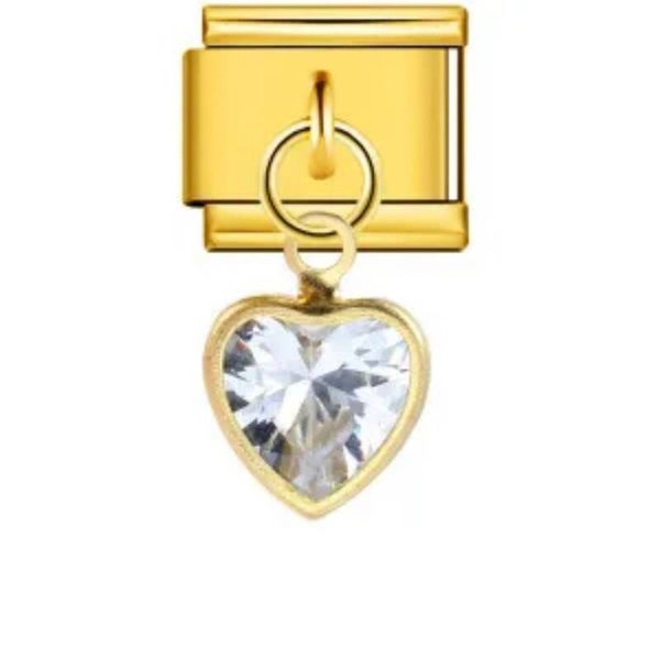 Zircon Heart Gold Charm