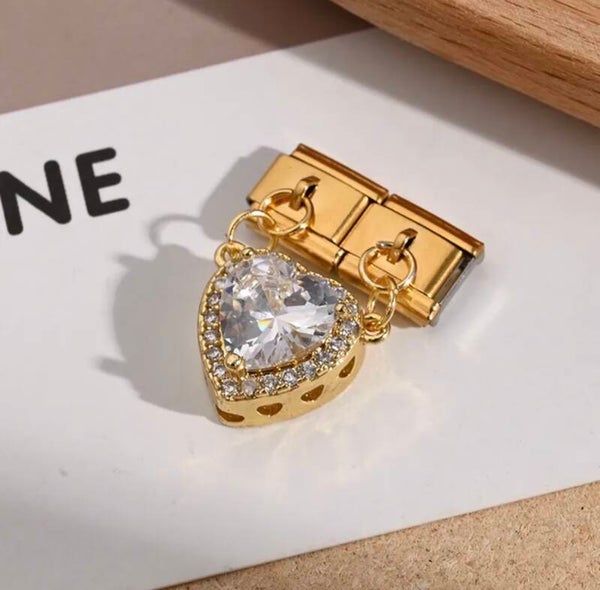 Double Heart Gold Charm
