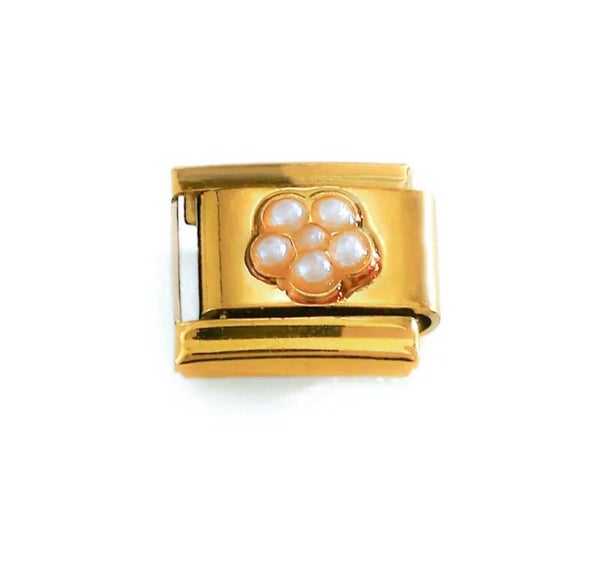 Pearl Flower Gold Charm