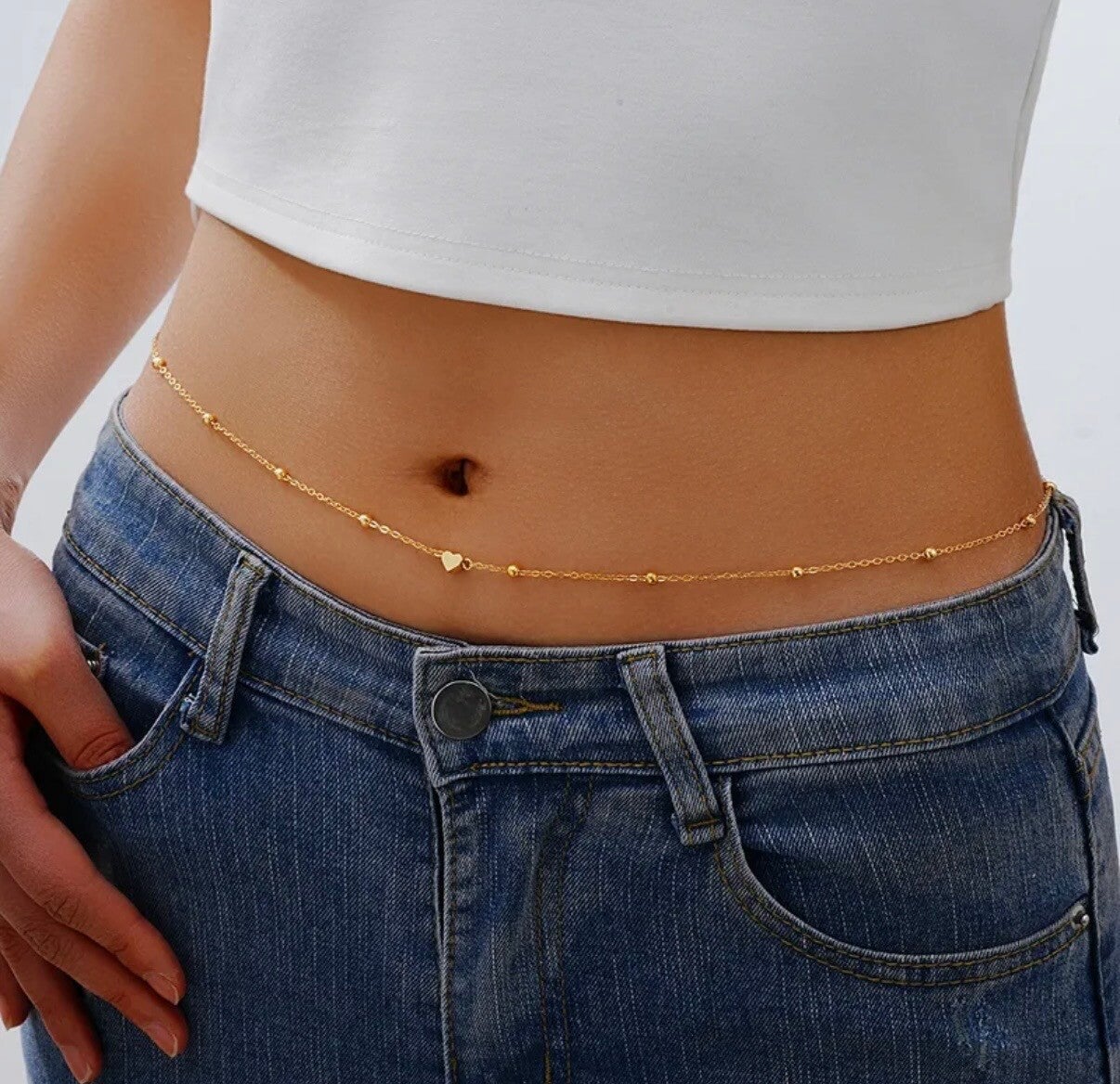 Simple Heart Belly Chain Gold