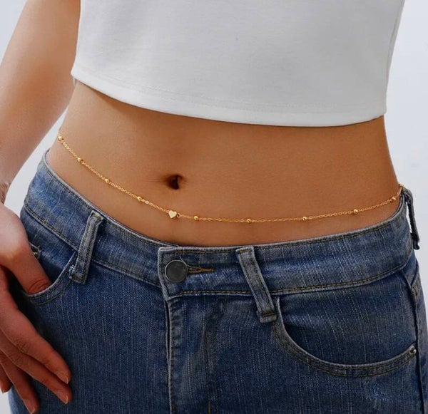Simple Heart Belly Chain Gold